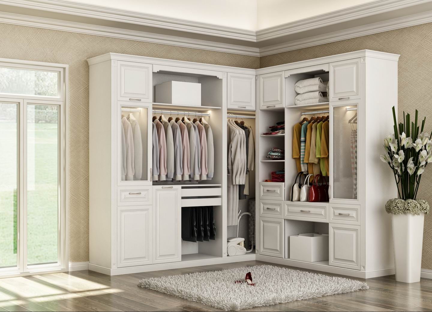 全鋁衣柜-03（風(fēng)格：簡歐；顏色：暖白）