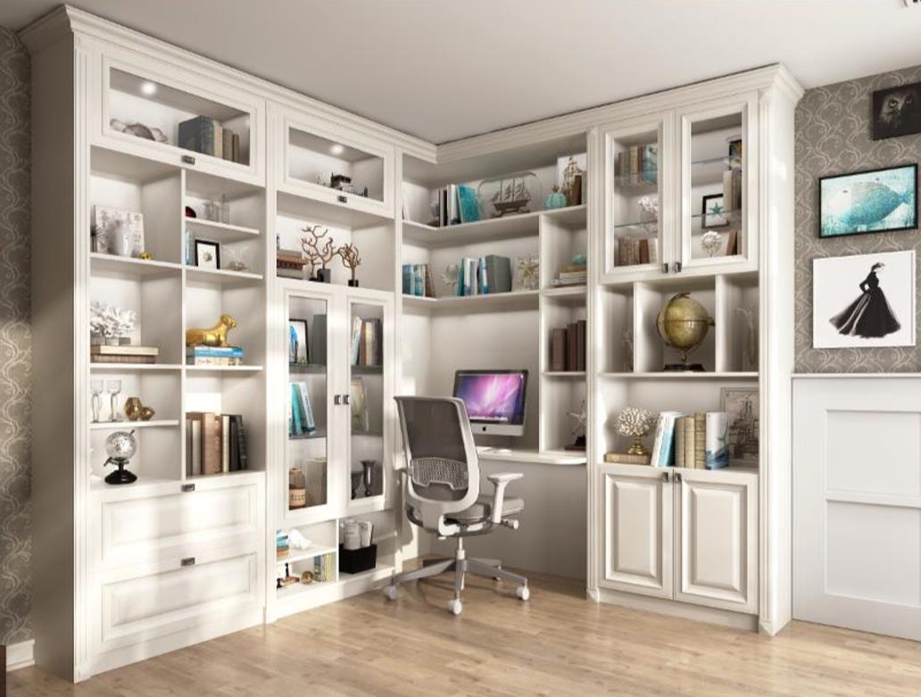 全鋁書柜-01（風格：現(xiàn)代；顏色：暖白橡木）