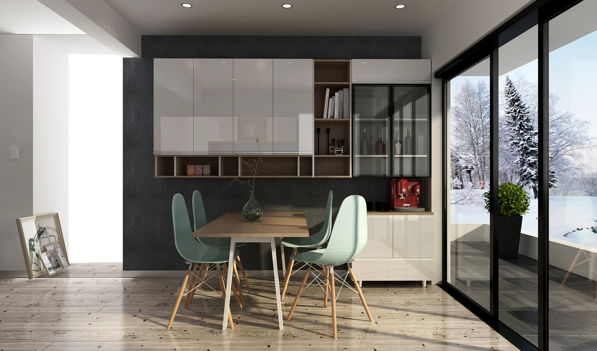 全鋁餐邊柜-01（風(fēng)格：現(xiàn)代；顏色：橡木暖白）