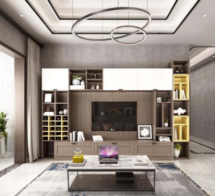 全鋁電視柜-01（風(fēng)格：現(xiàn)代；顏色：胡桃木暖白）