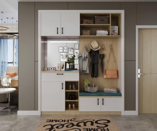 全鋁鞋柜-01（風(fēng)格：現(xiàn)代；顏色：暖白橡木）